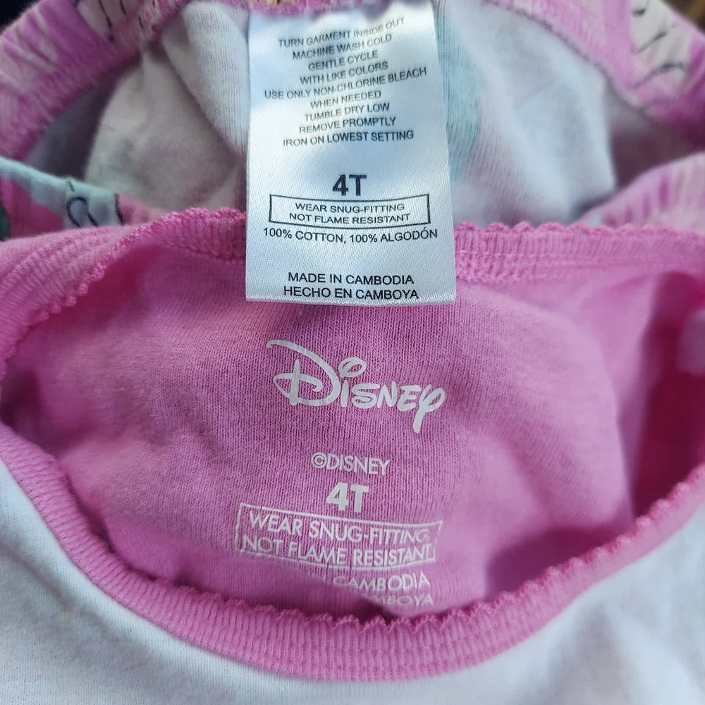 ⭐️5/$30 Disney Princess pajamas,  4T, pink